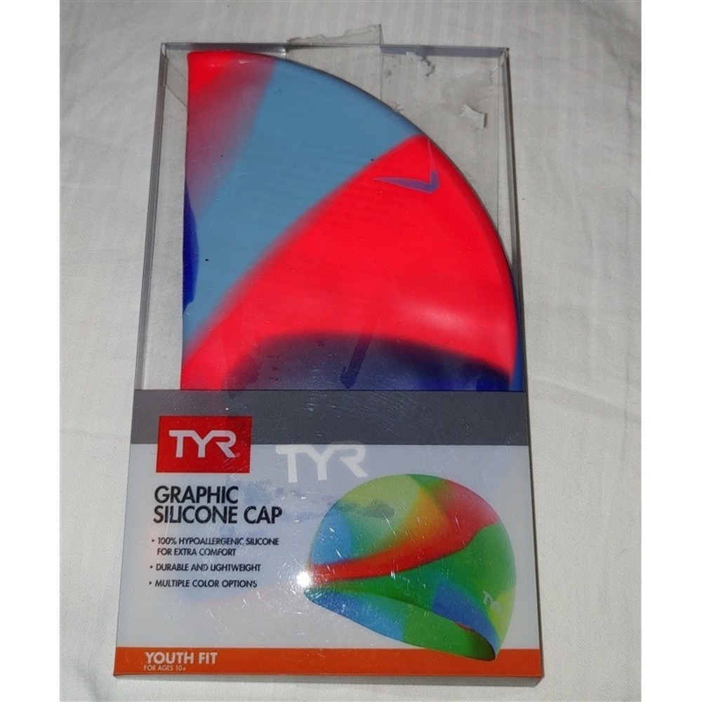 NWT TYR Tie Dye Silicone Youth Fit Cap In Pink Blue Green #79192